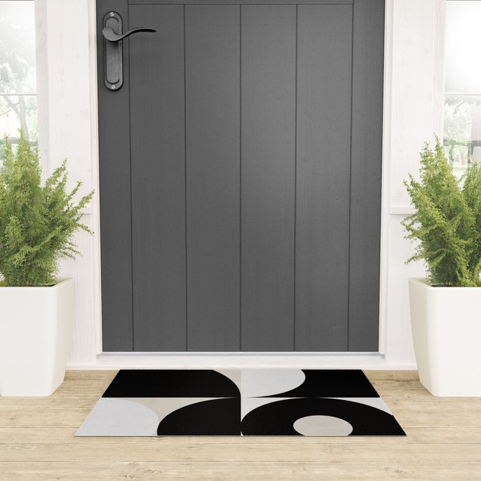 geometry mid modern black white Welcome Mat Gallery Image 3