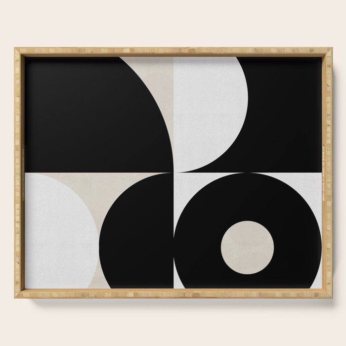 geometry mid modern black white Serving Tray Gallery Image 1