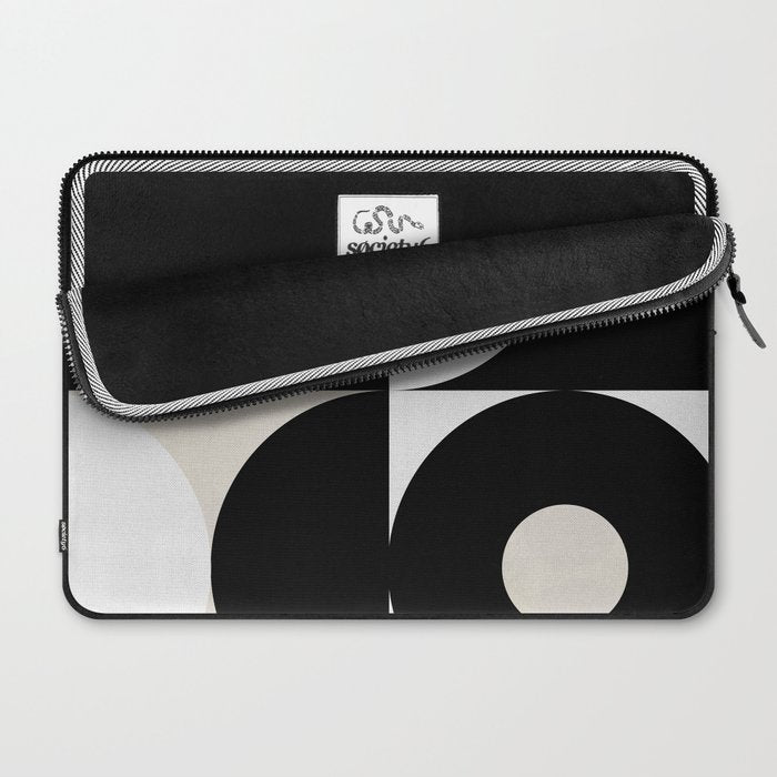geometry mid modern black white Laptop Sleeve Gallery Image 2