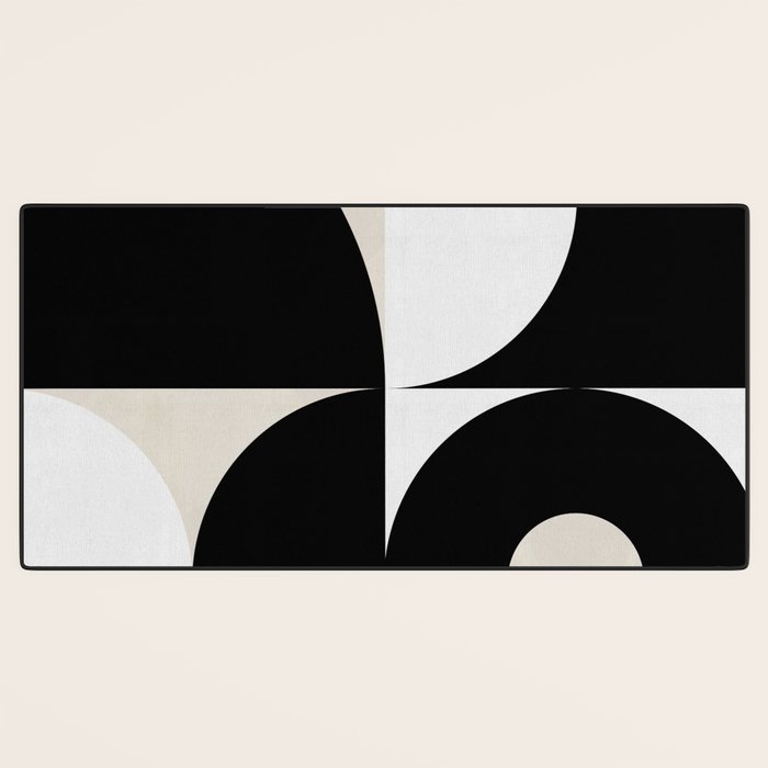 geometry mid modern black white Desk Mat Gallery Image 3