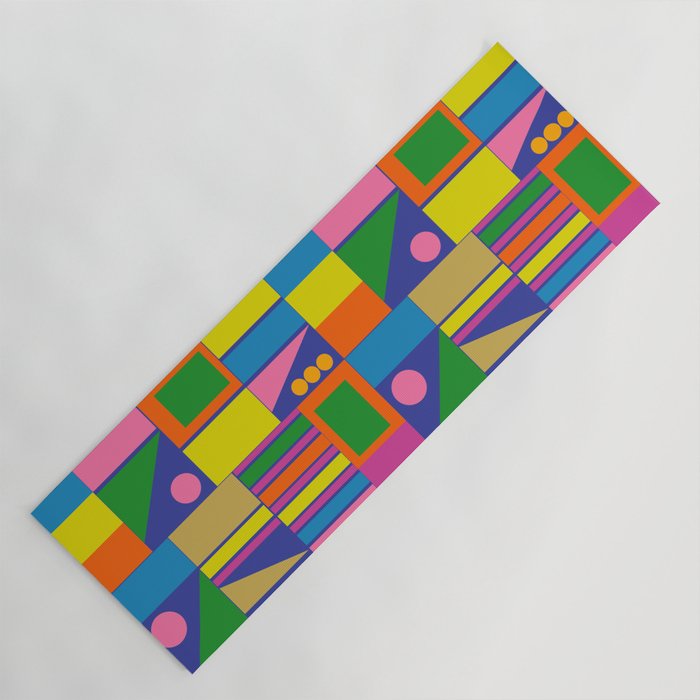 Colorful Geometric Abstract Mid Century Modtastic Retro Pattern Yoga Mat Gallery Image 1