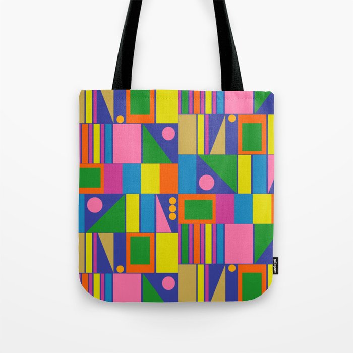 Colorful Geometric Abstract Mid Century Modtastic Retro Pattern Tote Bag Gallery Image 1