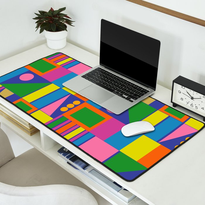 Colorful Geometric Abstract Mid Century Modtastic Retro Pattern Desk Mat Gallery Image 2