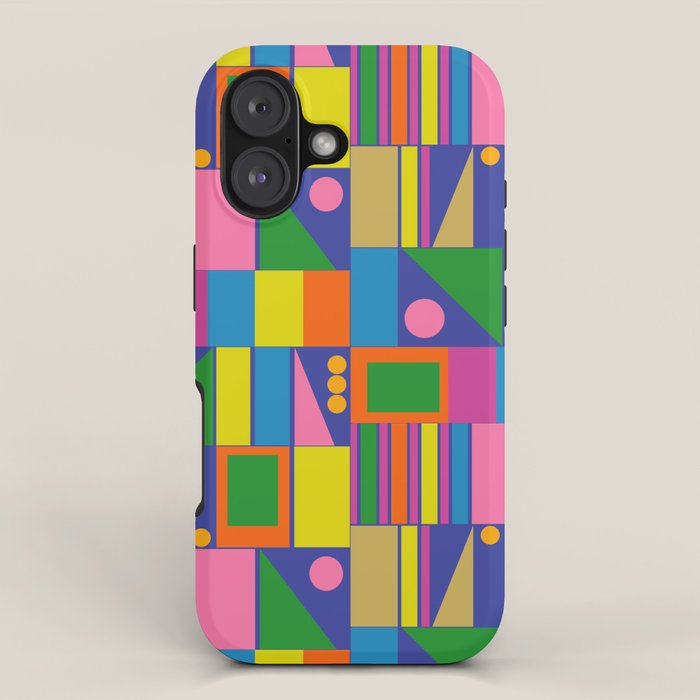Colorful Geometric Abstract Mid Century Modtastic Retro Pattern iPhone Case Gallery Image 1