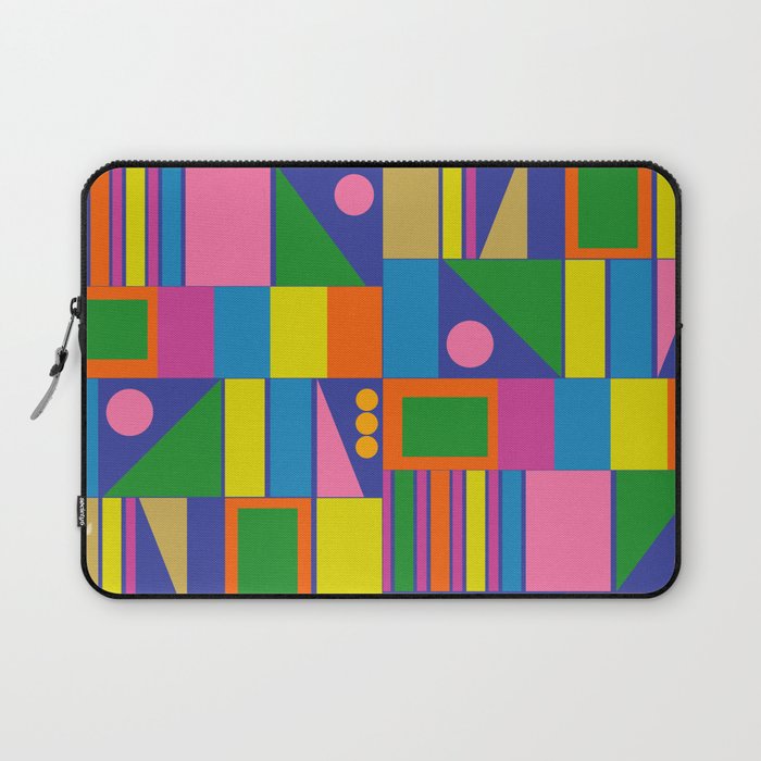 Colorful Geometric Abstract Mid Century Modtastic Retro Pattern Laptop Sleeve Gallery Image 1