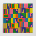 Colorful Geometric Abstract Mid Century Modtastic Retro Pattern Wood Wall Art Gallery Image 1