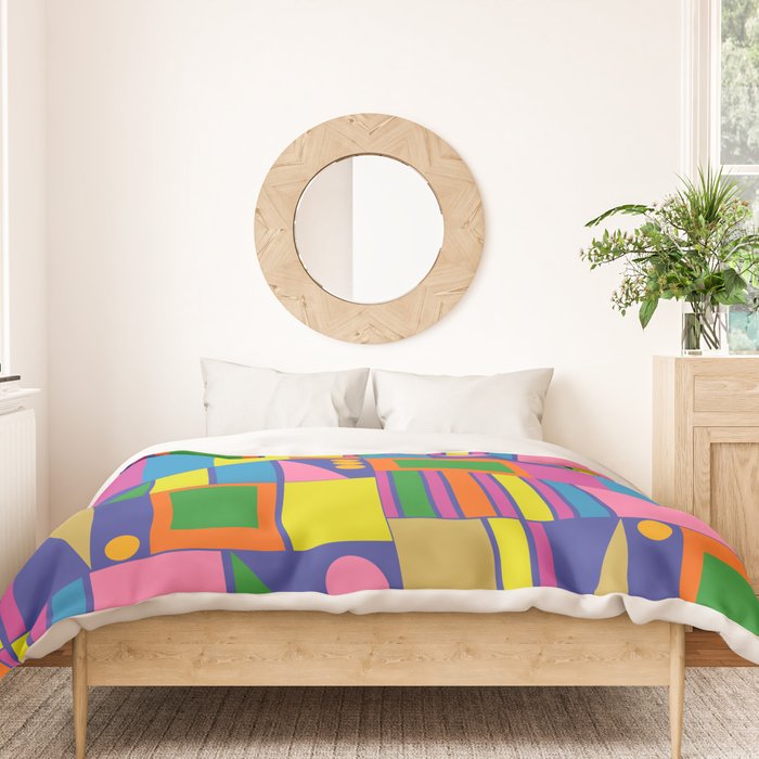 Colorful Geometric Abstract Mid Century Modtastic Retro Pattern Duvet Cover Gallery Image 3