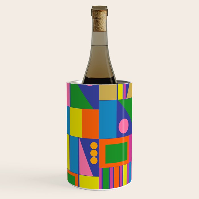 Colorful Geometric Abstract Mid Century Modtastic Retro Pattern Wine Chiller Gallery Image 1