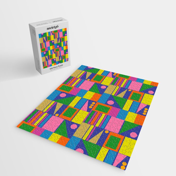 Colorful Geometric Abstract Mid Century Modtastic Retro Pattern Jigsaw Puzzle Gallery Image 2
