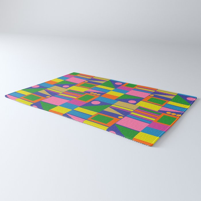 Colorful Geometric Abstract Mid Century Modtastic Retro Pattern Rug Gallery Image 3