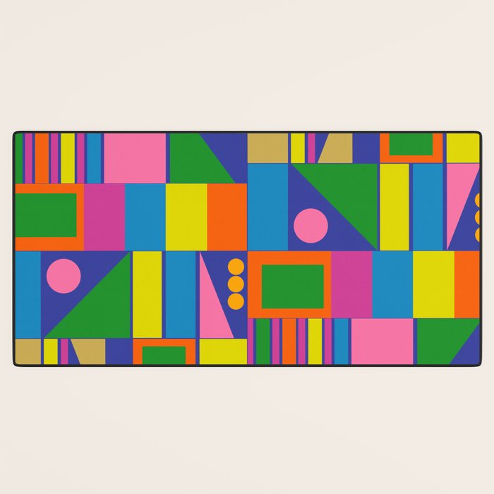 Colorful Geometric Abstract Mid Century Modtastic Retro Pattern Desk Mat Gallery Image 3