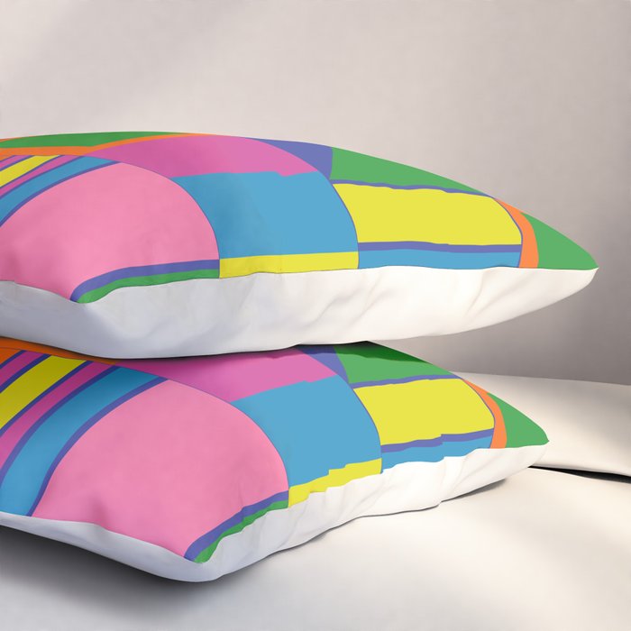 Colorful Geometric Abstract Mid Century Modtastic Retro Pattern Pillow Sham Gallery Image 3