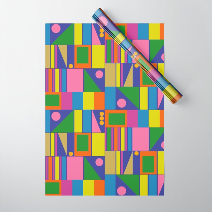 Colorful Geometric Abstract Mid Century Modtastic Retro Pattern Wrapping Paper Gallery Image 1