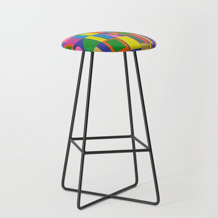 Colorful Geometric Abstract Mid Century Modtastic Retro Pattern Stool Gallery Image 1