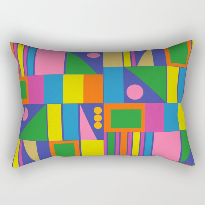 Colorful Geometric Abstract Mid Century Modtastic Retro Pattern Rectangular Pillow Gallery Image 1