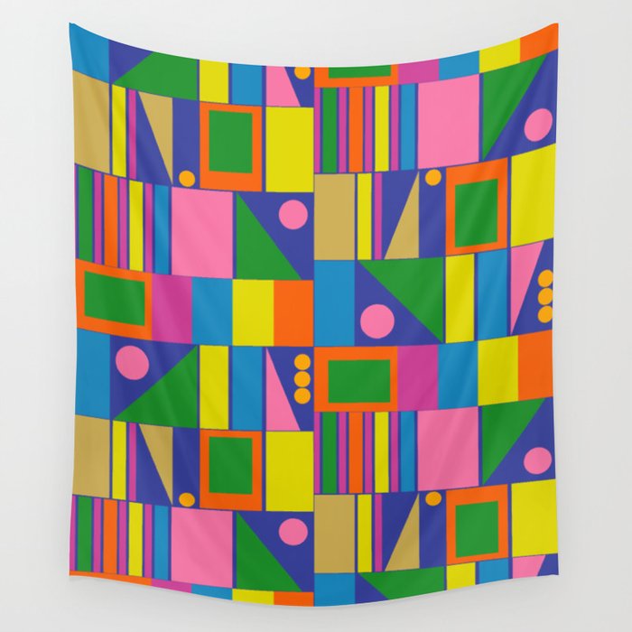 Colorful Geometric Abstract Mid Century Modtastic Retro Pattern Wall Tapestry Gallery Image 4