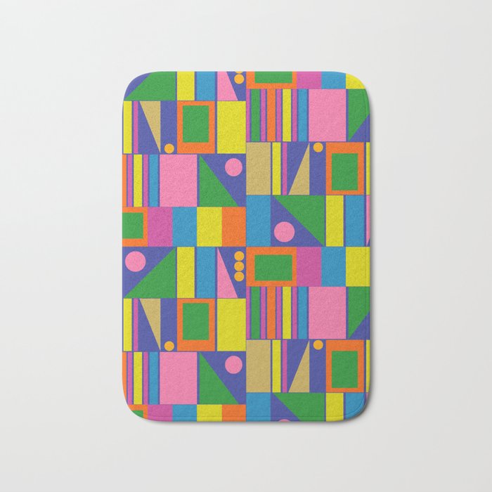 Colorful Geometric Abstract Mid Century Modtastic Retro Pattern Bath Mat Gallery Image 1