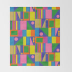 Colorful Geometric Abstract Mid Century Modtastic Retro Pattern Throw Blanket Gallery Image 2