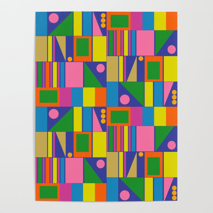 Colorful Geometric Abstract Mid Century Modtastic Retro Pattern Poster Gallery Image 4