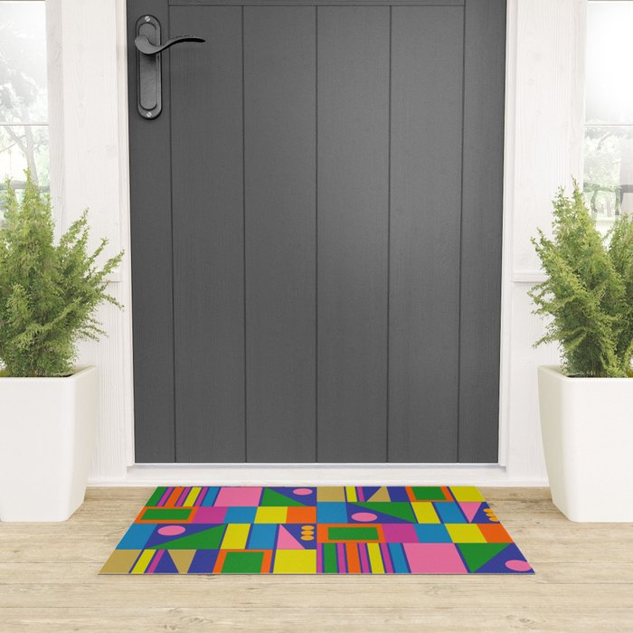 Colorful Geometric Abstract Mid Century Modtastic Retro Pattern Welcome Mat Gallery Image 3