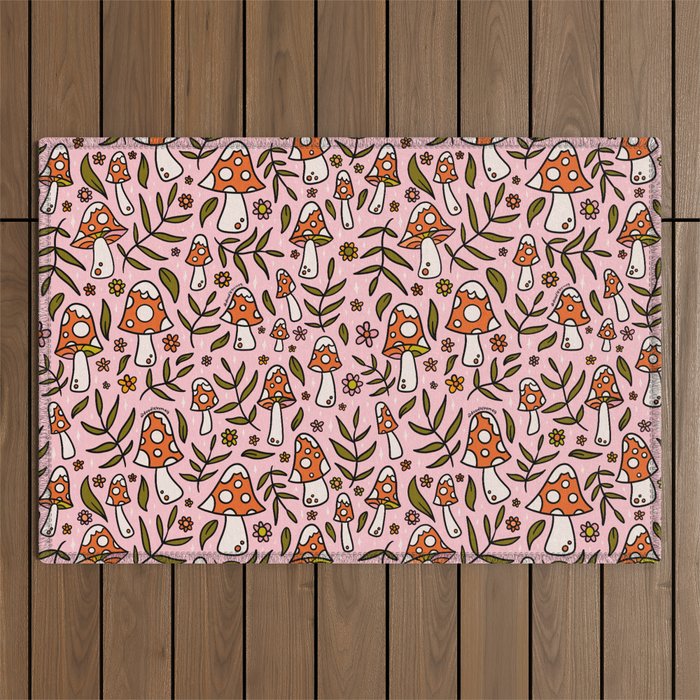 Winter Mushroom Print Outdoor Rug Gallery Image 1