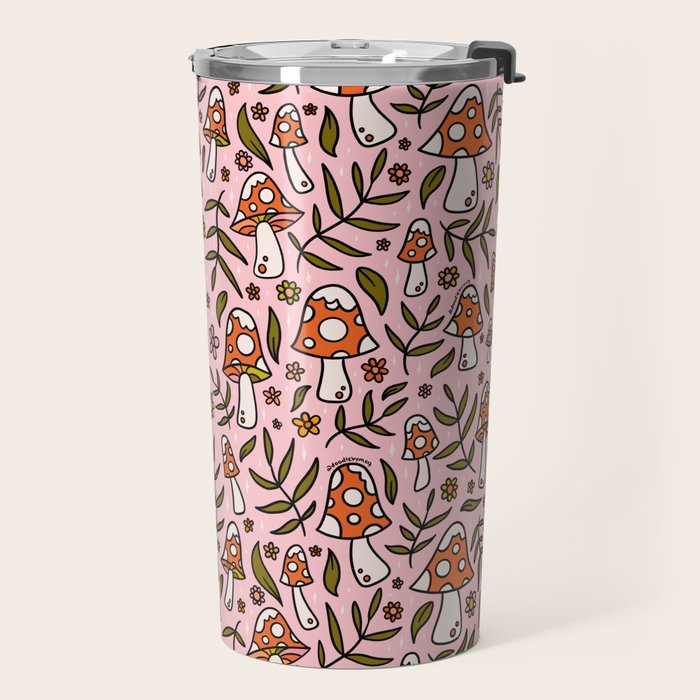 Winter Mushroom Print Travel Mug Gallery Image 2