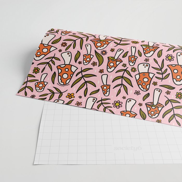Winter Mushroom Print Wrapping Paper Gallery Image 2