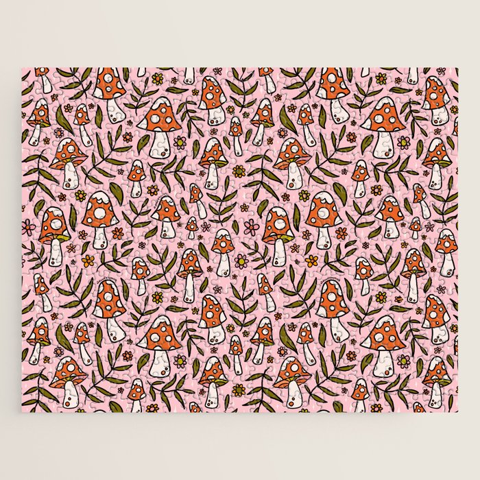 Winter Mushroom Print Jigsaw Puzzle Gallery Image 1