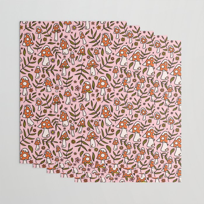 Winter Mushroom Print Wrapping Paper Gallery Image 3