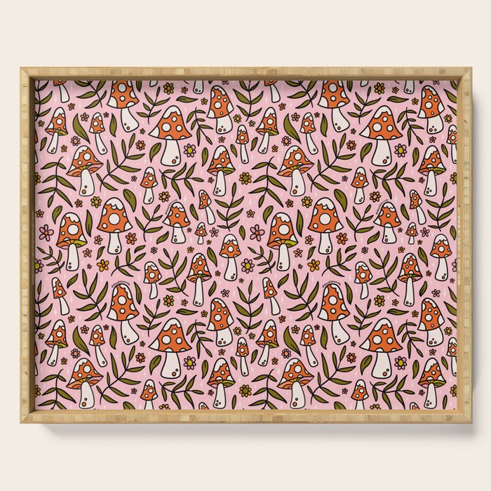 Winter Mushroom Print Serving Tray Gallery Image 1