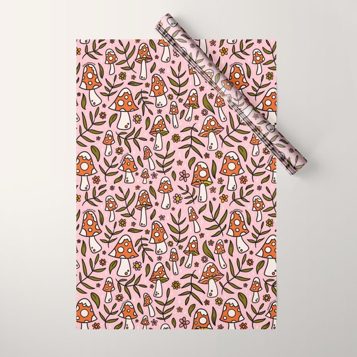 Winter Mushroom Print Wrapping Paper Gallery Image 1