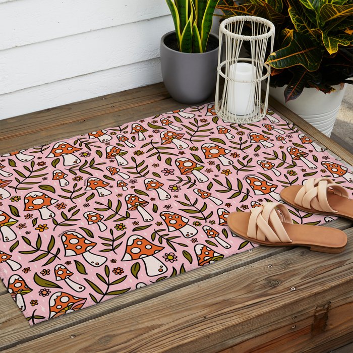 Winter Mushroom Print Outdoor Rug Gallery Image 2