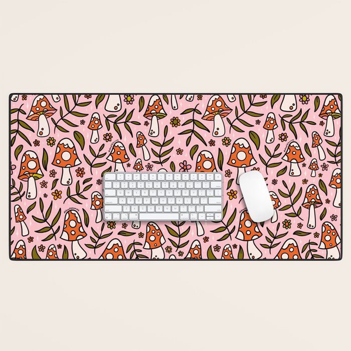 Winter Mushroom Print Desk Mat Gallery Image 1