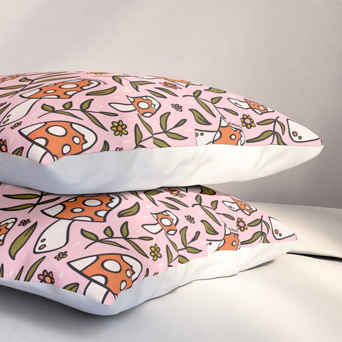 Winter Mushroom Print Pillow Sham Gallery Image 3