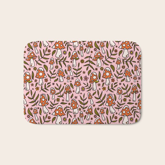Winter Mushroom Print Bath Mat Gallery Image 1