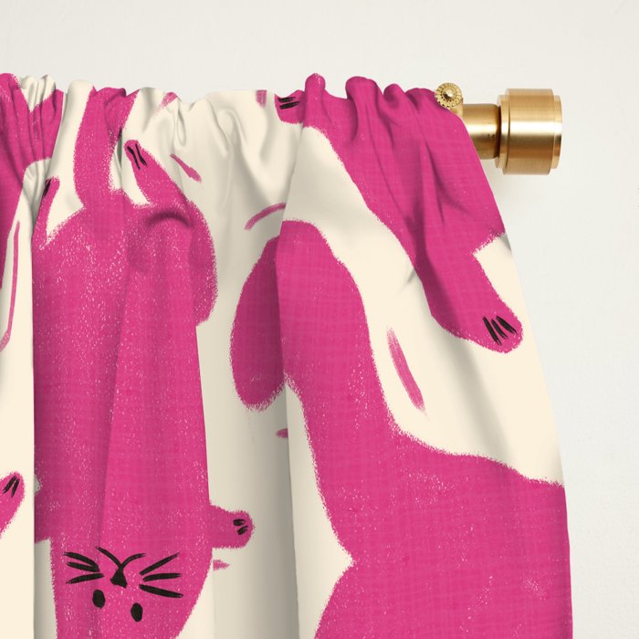 Playful Pink Cats Pattern Window Curtain Gallery Image 2