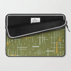 Mid-Century Modern Kinetikos Pattern Olive Green Mustard Gold Celadon Laptop Sleeve Gallery Image 2