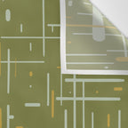 Mid-Century Modern Kinetikos Pattern Olive Green Mustard Gold Celadon Wall Tapestry Gallery Image 3