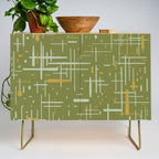 Mid-Century Modern Kinetikos Pattern Olive Green Mustard Gold Celadon Credenza Gallery Image 1
