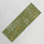 Mid-Century Modern Kinetikos Pattern Olive Green Mustard Gold Celadon Yoga Mat Gallery Image 1