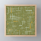 Mid-Century Modern Kinetikos Pattern Olive Green Mustard Gold Celadon Mini Art Print Gallery Image 1