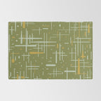 Mid-Century Modern Kinetikos Pattern Olive Green Mustard Gold Celadon Rug Gallery Image 2