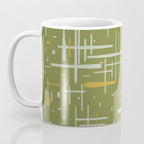 Mid-Century Modern Kinetikos Pattern Olive Green Mustard Gold Celadon Coffee Mug Gallery Image 3