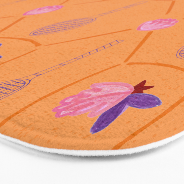 Tennis Rackets & Roses in Peach & Orange Bath Mat Gallery Image 3