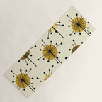 Atomic Era Sputnik Starburst Flowers Light Yellow Yoga Mat Gallery Image 1