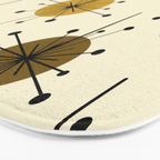 Atomic Era Sputnik Starburst Flowers Light Yellow Bath Mat Gallery Image 3