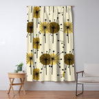 Atomic Era Sputnik Starburst Flowers Light Yellow Window Curtain Gallery Image 5