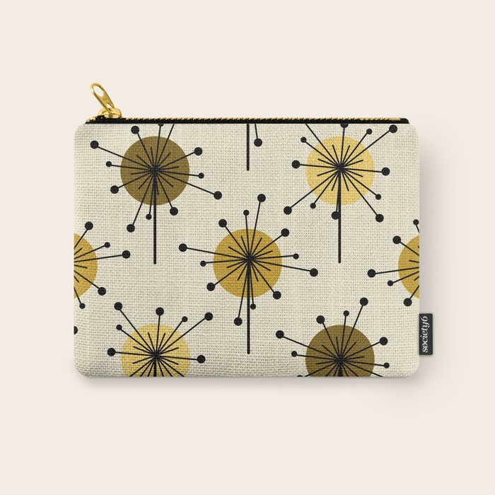 Atomic Era Sputnik Starburst Flowers Light Yellow Carry All Pouch Gallery Image 1