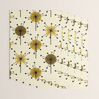 Atomic Era Sputnik Starburst Flowers Light Yellow Wrapping Paper Gallery Image 3