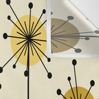 Atomic Era Sputnik Starburst Flowers Light Yellow Wall Tapestry Gallery Image 3